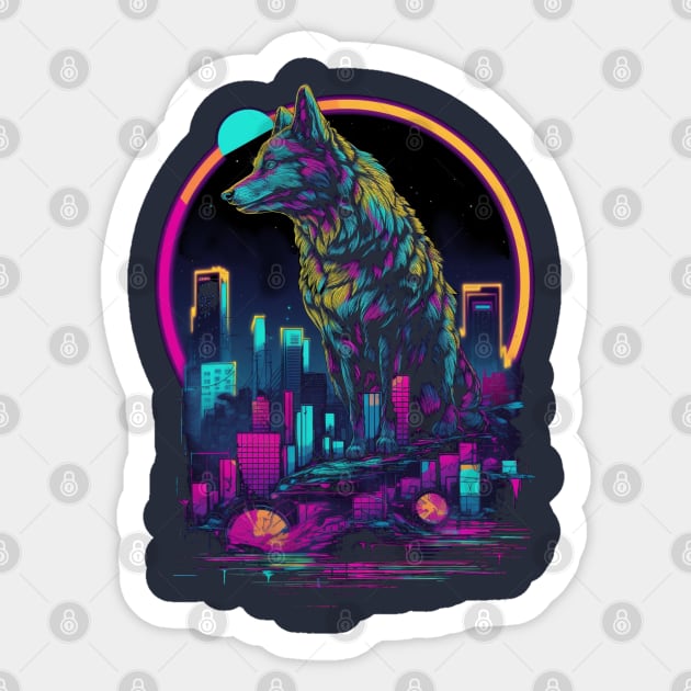 Electric Fox is the king of a cyberspace Sticker by Raywolf